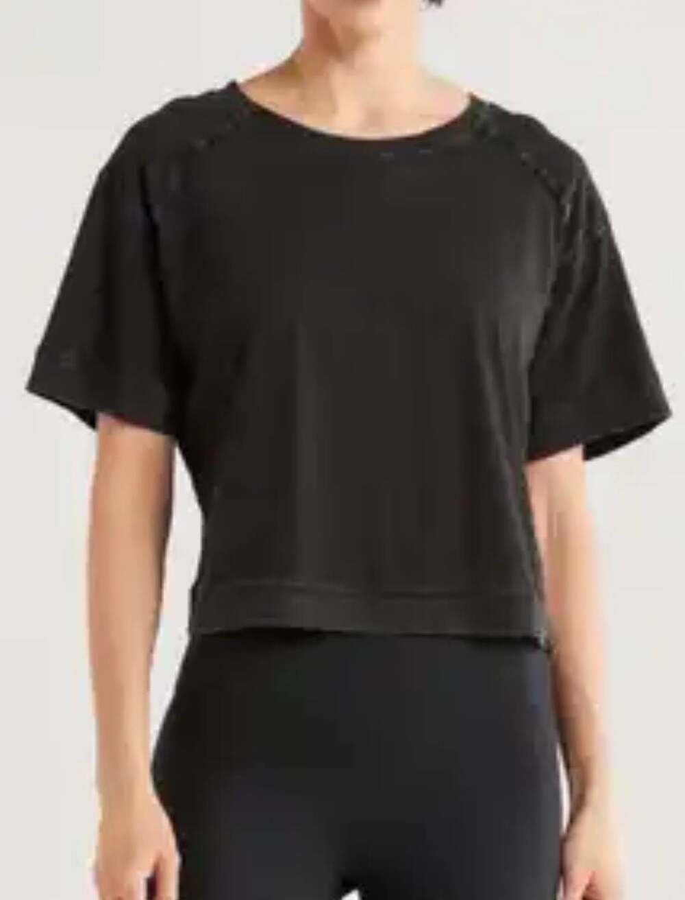 Harmony & Balance Women's Black Short Sleeve Cropped T-Shirt Size M
